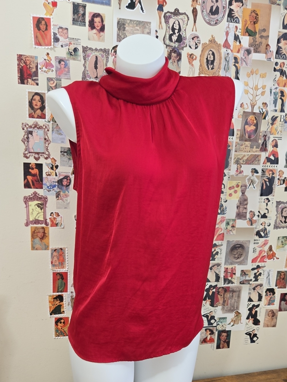 Laura Petite Aura Sleeveless Mock Neck Camisole Wine Red Size 14 XL BNWT